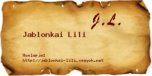 Jablonkai Lili névjegykártya