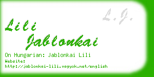 lili jablonkai business card